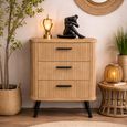 Ribbed Wooden 3 Drawer Bedside Cabinet thumbnail