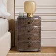 Bedside Cabinet - 4 Drawer - Antique Bronze - Wooden