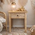 Carved Mango Wood 1 Drawer Bedside Table thumbnail