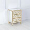 Casablanca Bedside Cabinet - 3 Drawer - Mirrored - Gold Trim