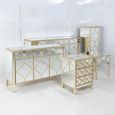 Casablanca Bedside Cabinet - 3 Drawer - Mirrored - Gold Trim