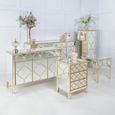 Casablanca Bedside Cabinet - 3 Drawer - Mirrored - Gold Trim