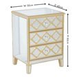 Casablanca Bedside Cabinet - 3 Drawer - Mirrored - Gold Trim