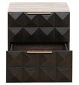 Claremont Dark Wood 2 Drawer Geometric Bedside Cabinet with Travertine Top