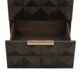 Claremont Dark Wood 2 Drawer Geometric Bedside Cabinet with Travertine Top