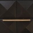 Claremont Dark Wood 2 Drawer Geometric Bedside Cabinet with Travertine Top