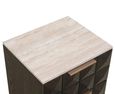 Claremont Dark Wood 2 Drawer Geometric Bedside Cabinet with Travertine Top