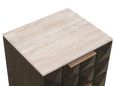 Claremont Dark Wood 2 Drawer Geometric Bedside Cabinet with Travertine Top