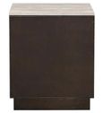 Claremont Dark Wood 2 Drawer Geometric Bedside Cabinet with Travertine Top