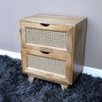 Bedside Cabinet - 2 Drawer - Mango Wood and Rattan
