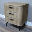 Bedside Cabinet - 3 Drawer - Ribbed Wooden