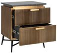 Ironville Brass Ribbed 2 Drawer Bedside Cabinet