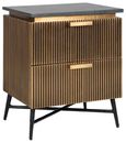 Ironville Brass Ribbed 2 Drawer Bedside Cabinet