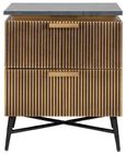 Ironville Brass Ribbed 2 Drawer Bedside Cabinet