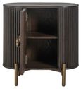 Luxor Brushed Brass Ribbed 1 Door Curved Bedside Cabinet