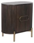 Luxor Brushed Brass Ribbed 1 Door Curved Bedside Cabinet