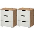 Arnstein Bedside Cabinet - 3 Drawer - Set of 2 - Artisan Oak & Alpine White