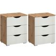 Arnstein Bedside Cabinet - 3 Drawer - Set of 2 - Artisan Oak & Alpine White
