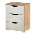 Arnstein Bedside Cabinet - 3 Drawer - Sonoma Oak & White High Gloss