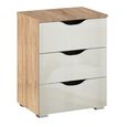 Arnstein Bedside Cabinet - 3 Drawer - Sonoma Oak & White High Gloss