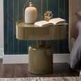 Romee Bedside Table - 1 Drawer - Oval - Clay Green - Wood