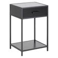 Seaford Bedside Table - 1 Drawer - Black Melamine and Metal