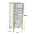 Casablanca Narrow Chest - 5 Drawer - Mirrored - Gold Trim