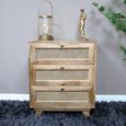 Chest - Mango Wood and Rattan - 3 Drawer - Small