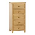 Arlington Narrow Chest - 5 Drawer - Oak