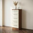 Knightsbridge Chest - Narrow - 5 Drawer - Cream Gloss and Walnut