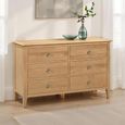 Clearance - Cotswold Chest of Drawers - 6 Drawer - Wide - Oak - FSS16997