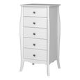 Clearance - Baroque Chest - 5 Drawer - Narrow - White - A518