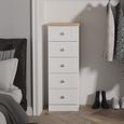 Sussex Narrow Chest - 5 Drawer - White and Oak