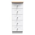 Sussex Narrow Chest - 5 Drawer - White and Oak