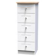 Sussex Narrow Chest - 5 Drawer - White and Oak