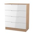 Milan Chest - 4 Drawer - White Gloss and Oak
