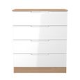 Milan Chest - 4 Drawer - White Gloss and Oak