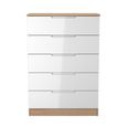 Milan Chest - 5 Drawer - White Gloss and Oak