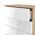 Milan Chest - 5 Drawer - White Gloss and Oak