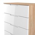Milan Chest - 5 Drawer - White Gloss and Oak