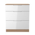 Milan Chest - Deep - 3 Drawer - White Gloss and Oak