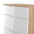 Milan Chest - Deep - 3 Drawer - White Gloss and Oak