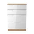 Milan Chest - Deep - 4 Drawer - White Gloss and Oak