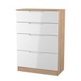Milan Chest - Deep - 4 Drawer - White Gloss and Oak