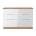 Milan Chest - Midi - 6 Drawer - White Gloss and Oak