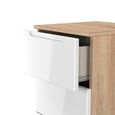 Milan Chest - Narrow - 5 Drawer - White Gloss and Oak