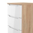 Milan Chest - Narrow - 5 Drawer - White Gloss and Oak