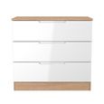 Milan Chest - Small - 3 Drawer - White Gloss and Oak