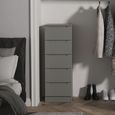 Milan Chest - Narrow - 5 Drawer - Grey