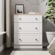 Norfolk Chest - Deep - 3 Drawer - White and Oak
